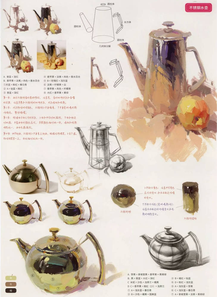 好東西！廣州藝考畫室色彩靜物單體詳細解析,27