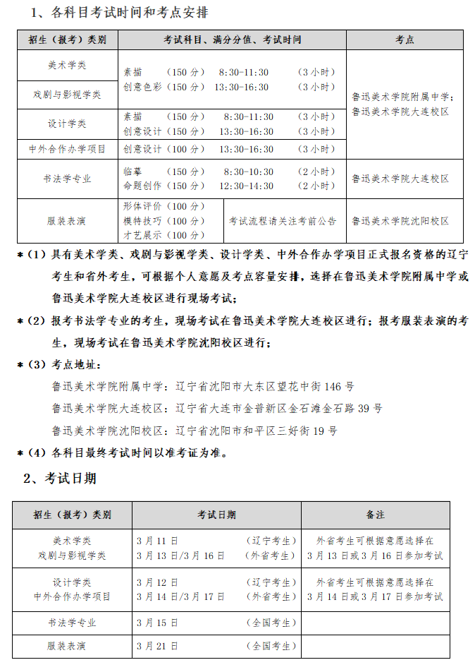 為避免校考時間撞車，魯美增加兩天的考試時間！