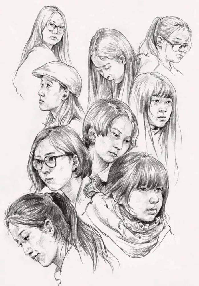 廣州畫室排名前三畫室整理的62個角度的人物頭發速寫畫法教,08