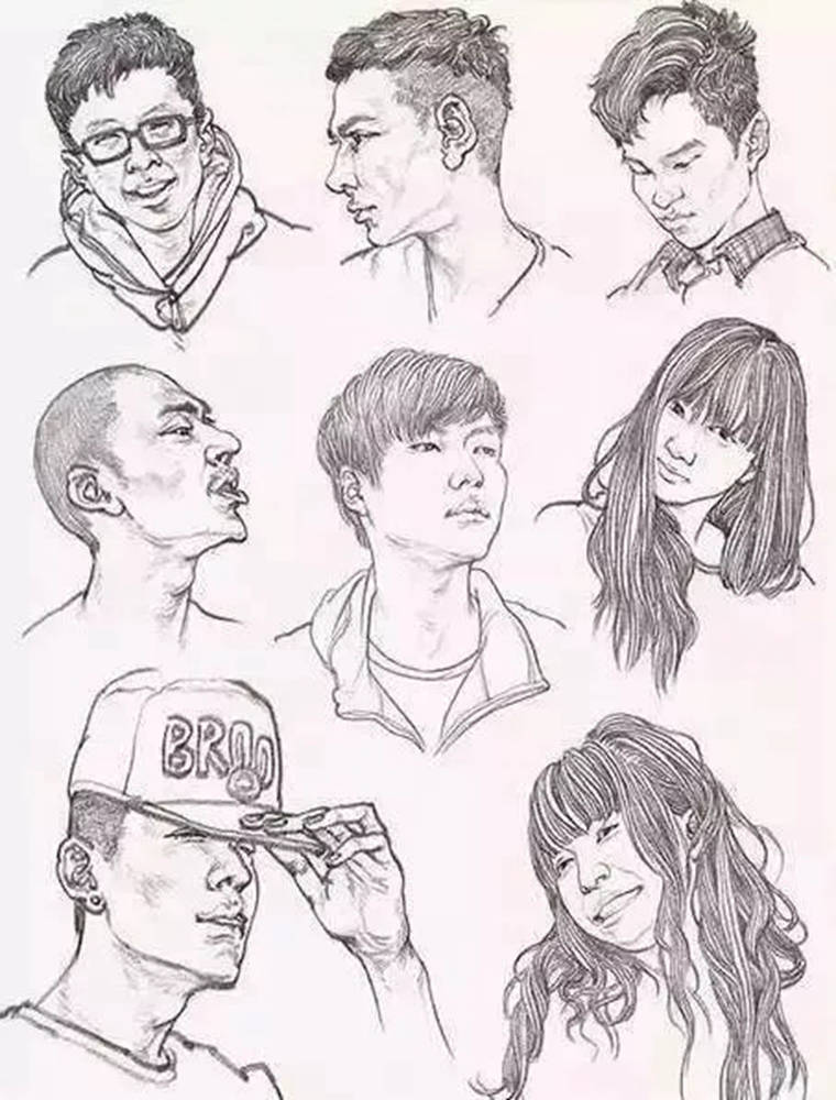 廣州畫室排名前三畫室整理的62個角度的人物頭發速寫畫法教,07